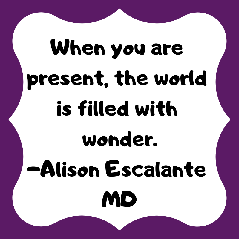 When you are present, the world is full of wonder. Alison Escalante MD