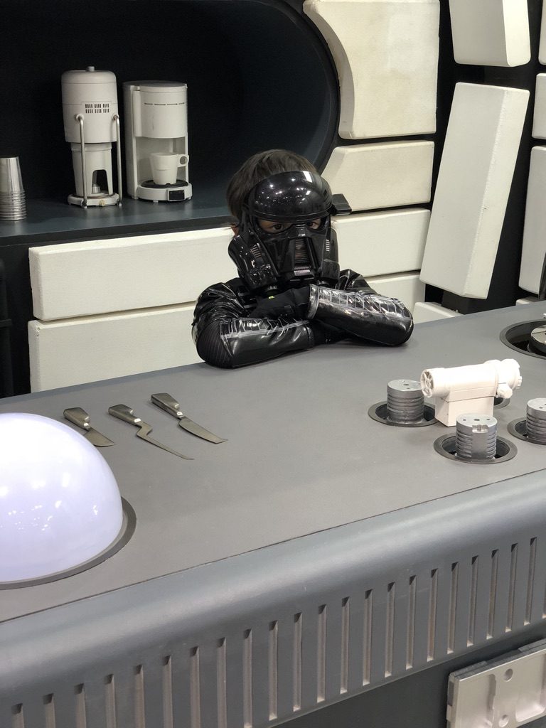 Death Trooper in the Millenium Falcon Kitchen. I had a Mom Meltdown at the Star Wars Celebration: here's what I learned. #mommeltdown #mommeltdownfunny #mommeltdownmothers #parentingtips #effectiveparenting