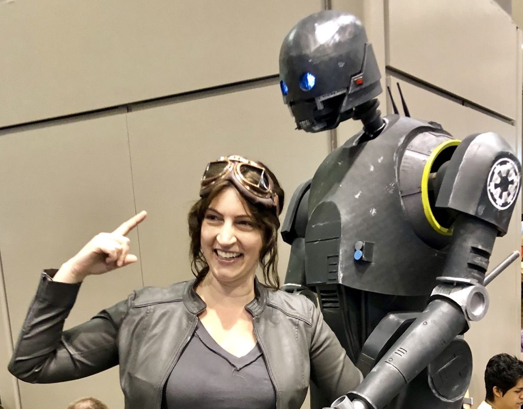 I get silly with a droid. I had a Mom Meltdown at the Star Wars Celebration: here's what I learned. #mommeltdown #mommeltdownfunny #mommeltdownmothers #parentingtips #effectiveparenting